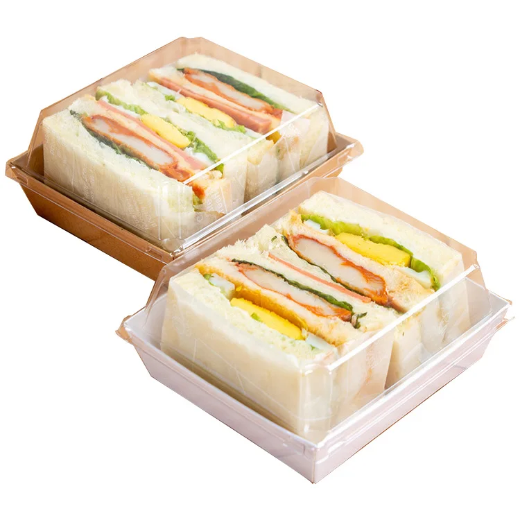 wholesale kraft paper sandwich box package wedding cake box with Transparent lid
