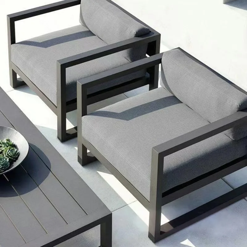 Hotel Modern Balcony Furniture Outdoor Lounge Set Luxury Aluminum Garden Furniture Metal Outdoor Sofa Set