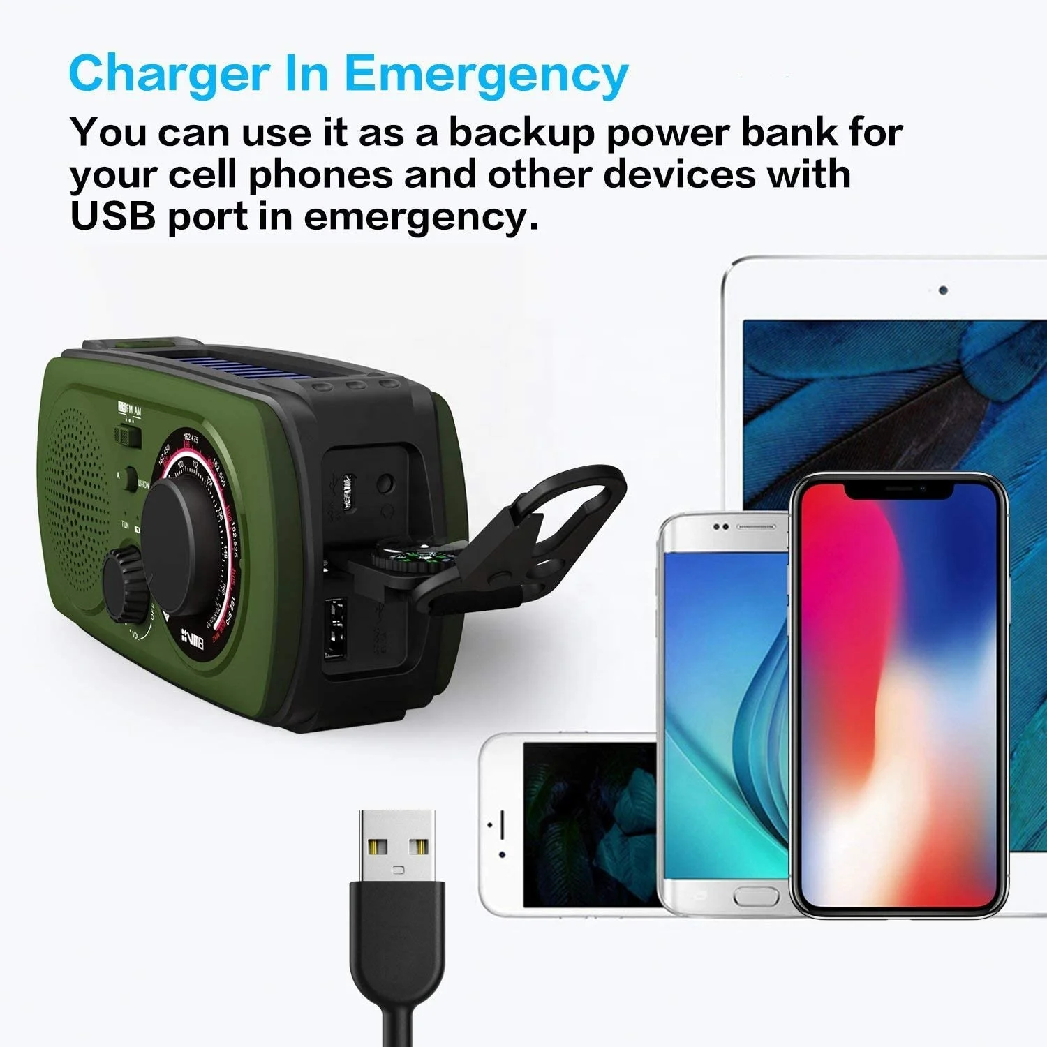 Hand Crank Solar Rechargeable Flashlight Battery Powered Other Lights Tools Emergency Radio