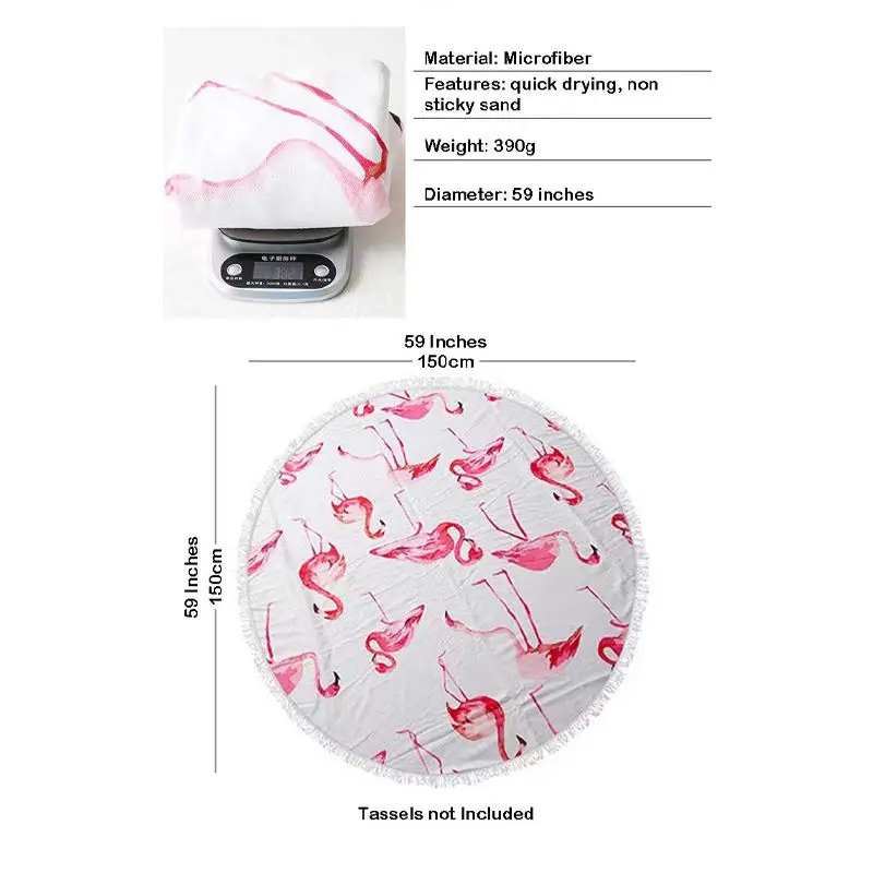 Summer Strong Water Absorption Recycled Polyester Round Beach Towel Round Microfiber Beach Towel