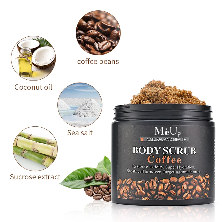 Private Label Custom Jar Natural Organic Vegan Deep Cleansing Exfoliante Face Sugar Scrubs Skin Care Whitening Coffee Body Scrub