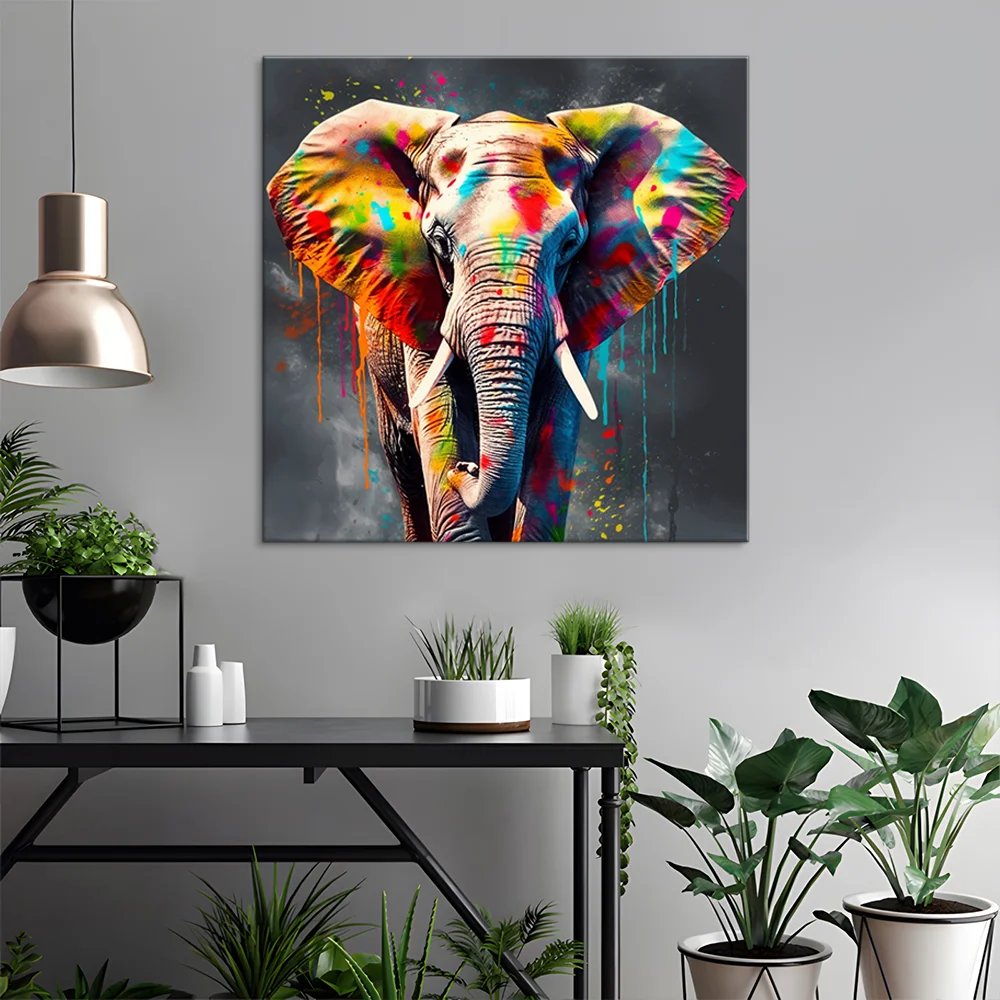 Modern artistic elephant printed canvas painting living room decoration