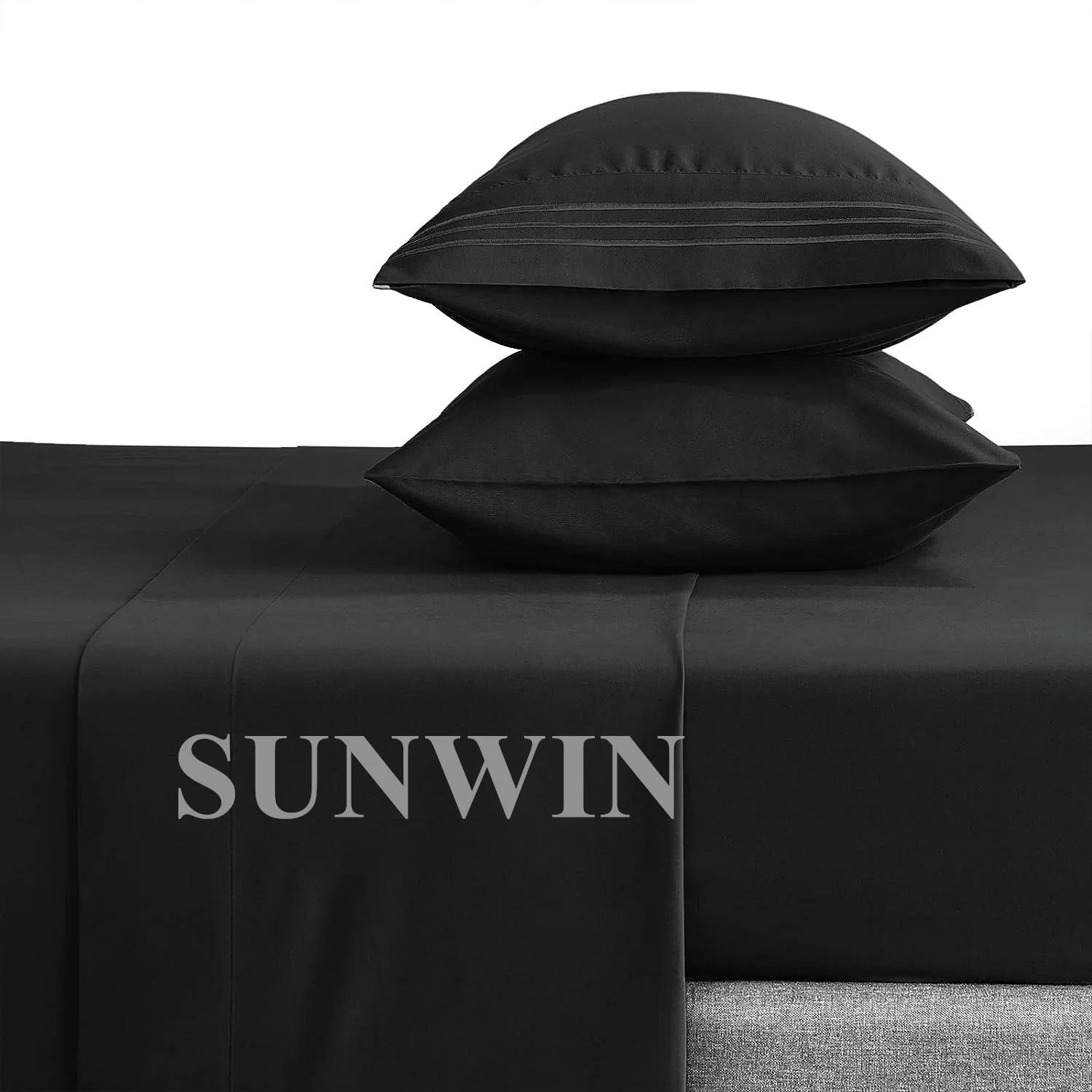 China bed sheet manufactures wholesale super soft 1800 Series brushed microfiber bed sheet set queen size solid color