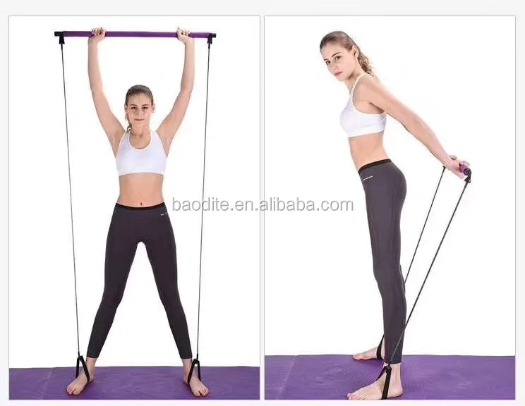 colorful pilates exercise bar kit with resistance band
