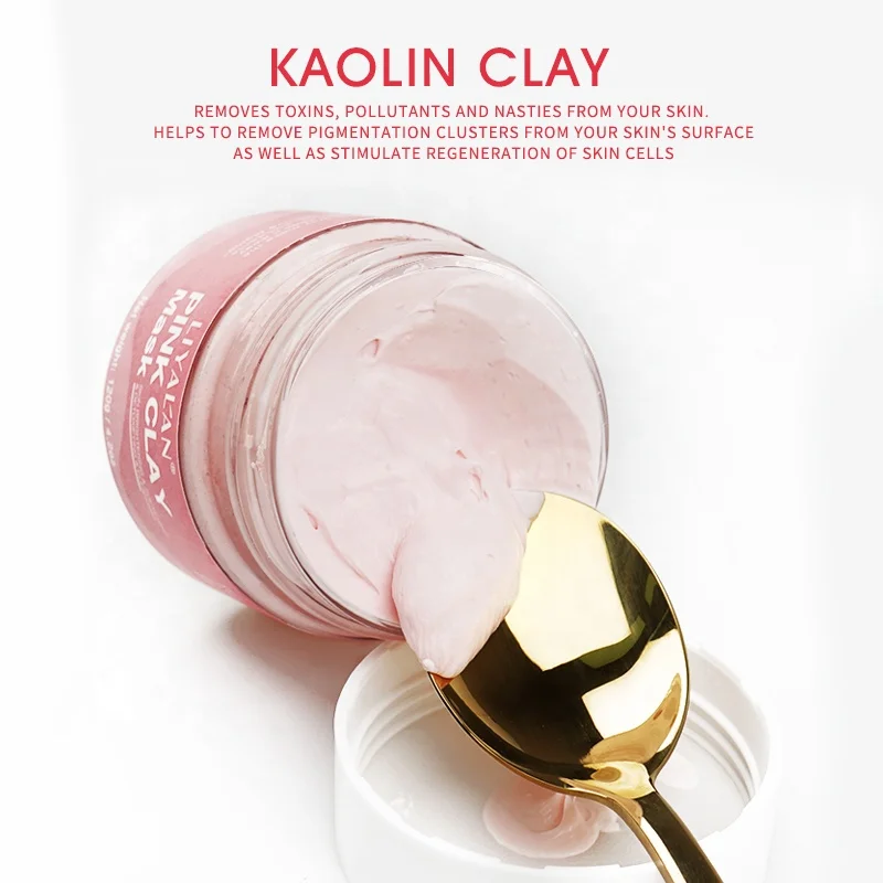 Private Label 100% Herbal Natural Detoxify Brighten Rose Mud Mask Pink Clay Mask