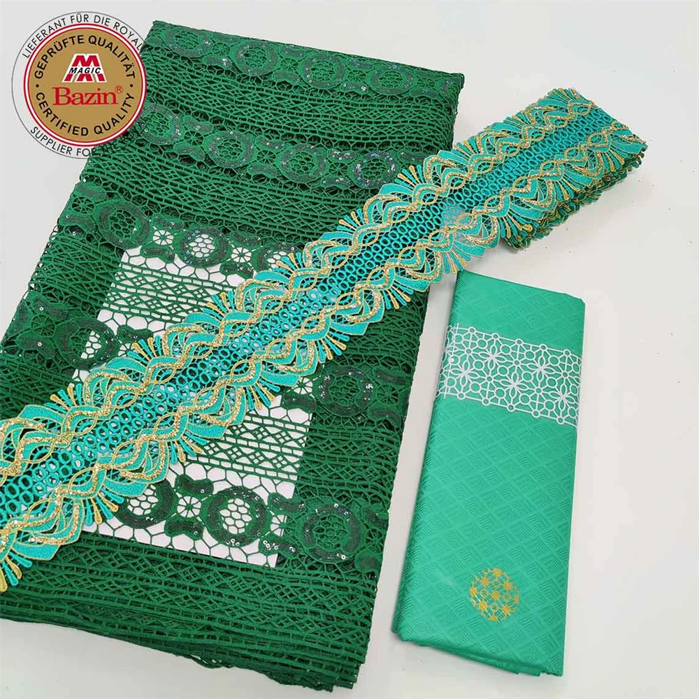 2.5+ 2.5 +5 Yards African Lace Fabric Swiss Voile Lace Brocade Ribbons For Crafts With Bazin Riche Haberdashery Items Material