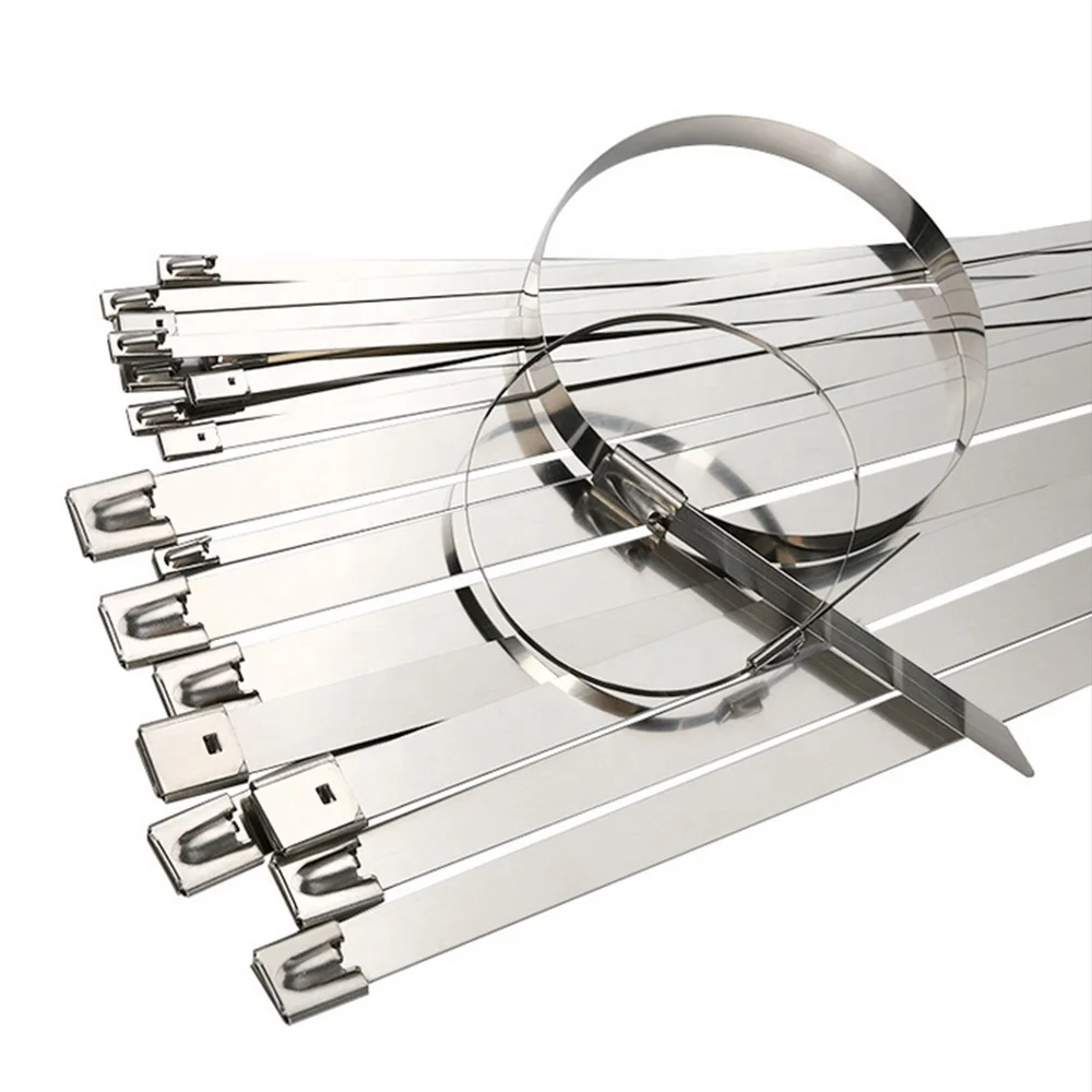 Stainless Steel 304, 316 Cable Wire Ties Metal Zip Tie Wire Strap Bundling Belt Steel Ball Self Locking Type Cable Tie