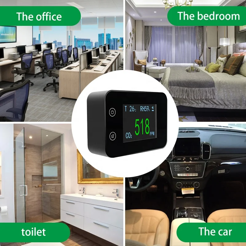 Portable Carbon Dioxide Alarm Air Quality Tester Monitor Temperature Humidity Sensor Medidor De Co2 Meter Gas Detector Analyzers