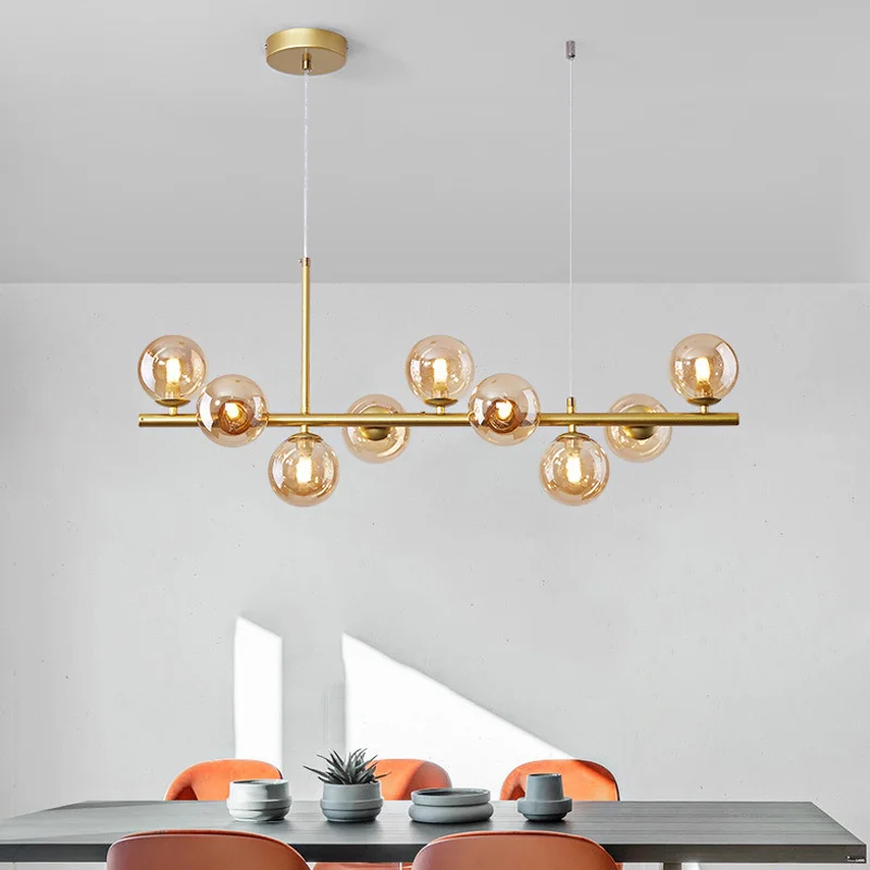 Wholesale Hotel Home Nordic Large Kitchen Pendent Lights Chandelier Luxury Living Room Glass Cube Metal Pendent Light