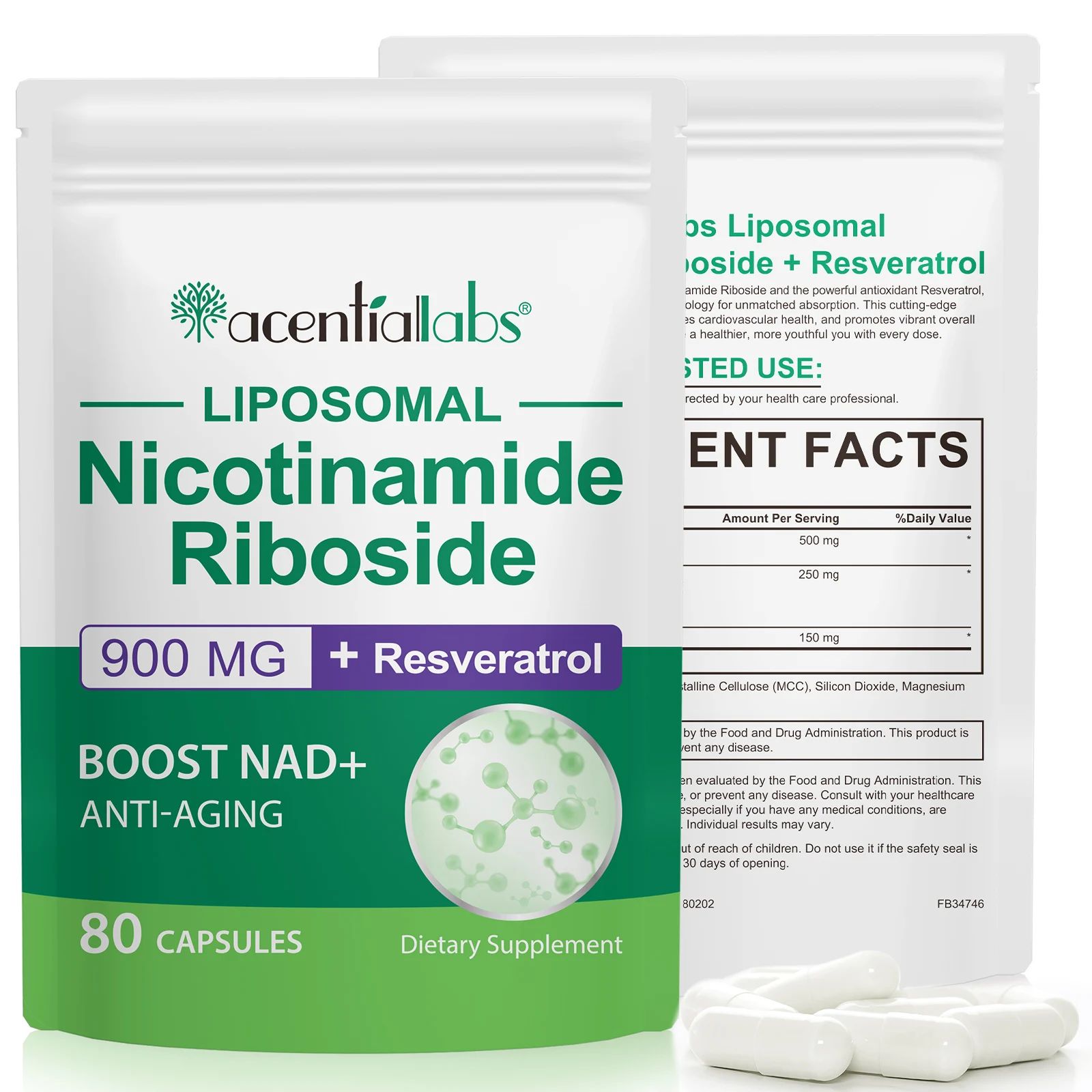 Acentiallabs antioxidant anti aging nad supplement liposomal nad nicotinamide riboside nad supplement capsules