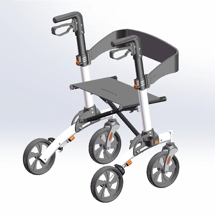 Aluminum frame assisted walking wheelchair disabled walker rollator walker with crutch holder