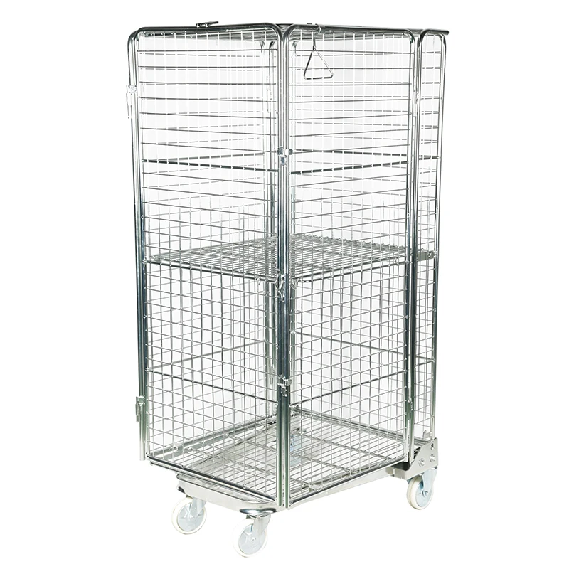 Customized sizes high quality hevy duty European foldable steel logistics roll cage roll container metal mesh trolley