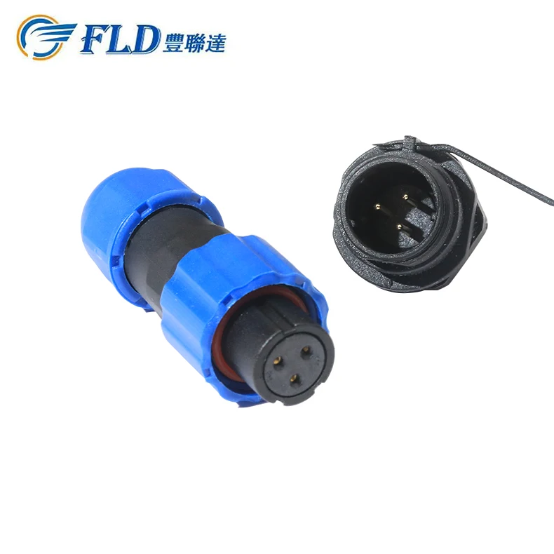 Plastic SD-3 Waterproof power Plug socket, 3 pin circular IP67 waterproof connector
