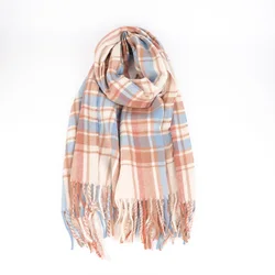 100% Acrylic 2022 custom scarf fashion plaid design woven scarf going out to keep warm scarf for women