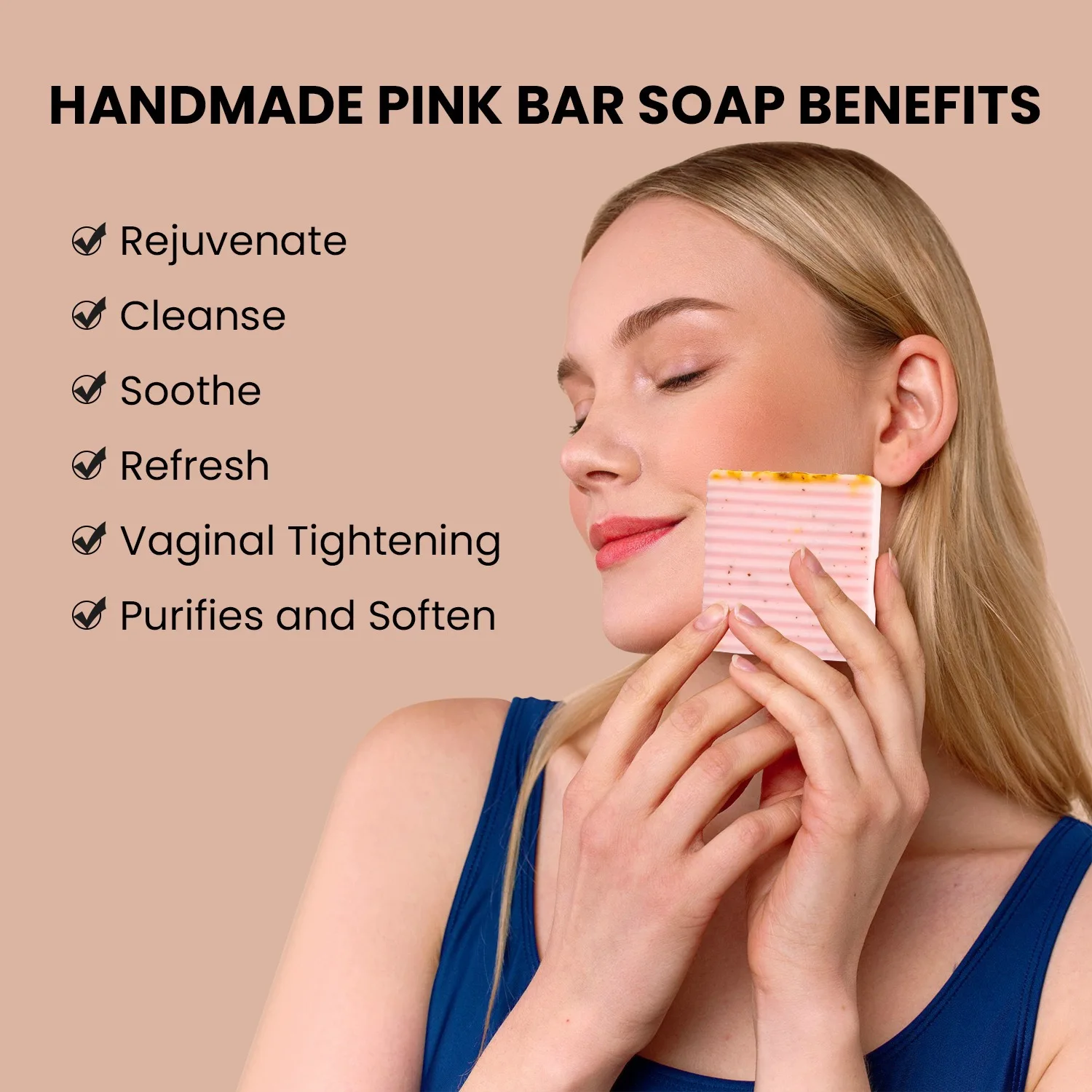 Handmade Yoni Bath Rose Soap Bars Yoni PH Balanced Cleansing Feminine Wash Honey Soap for Women Soap Bar Yoni Wash Away Odor