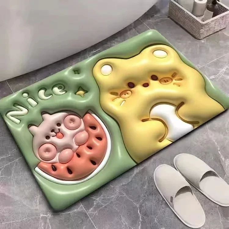 Water Resistant  Cartoon Custom Soft Diatomite Bath Rug Diatomaceous Earth Diatom Mud Absorbent Bathroom Mat Floor Carpet