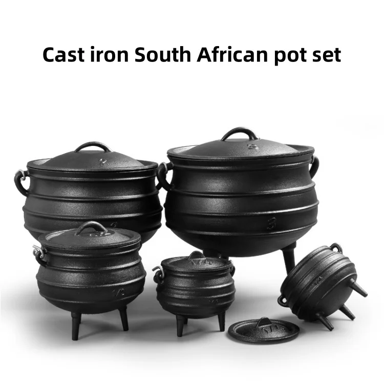 Different Size Outdoor Camping cooking Pot South Africa 3 Leg Cast Iron Pot Cast iron Potjie Pot with Three Legs Cauldron