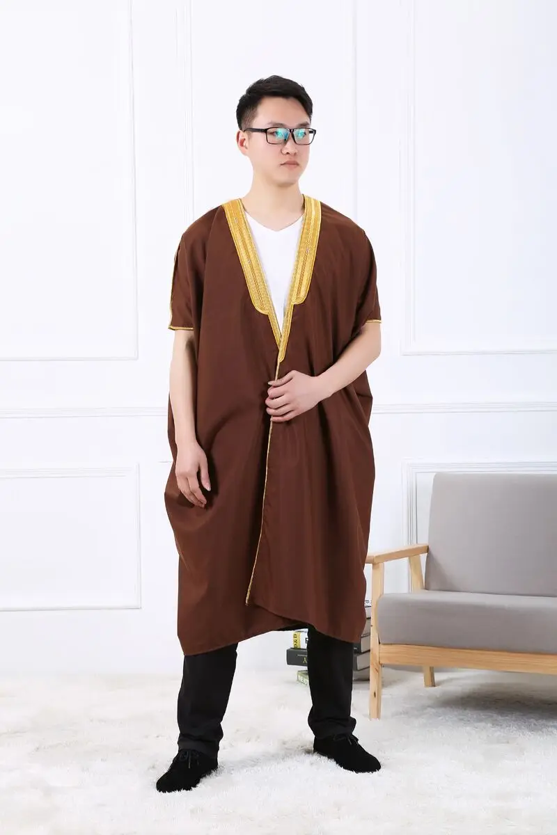 2021 Мужская тонкая туника с золотой нитью и вышивкой с золотой каймой средневосточное Африканское мусульманское платье