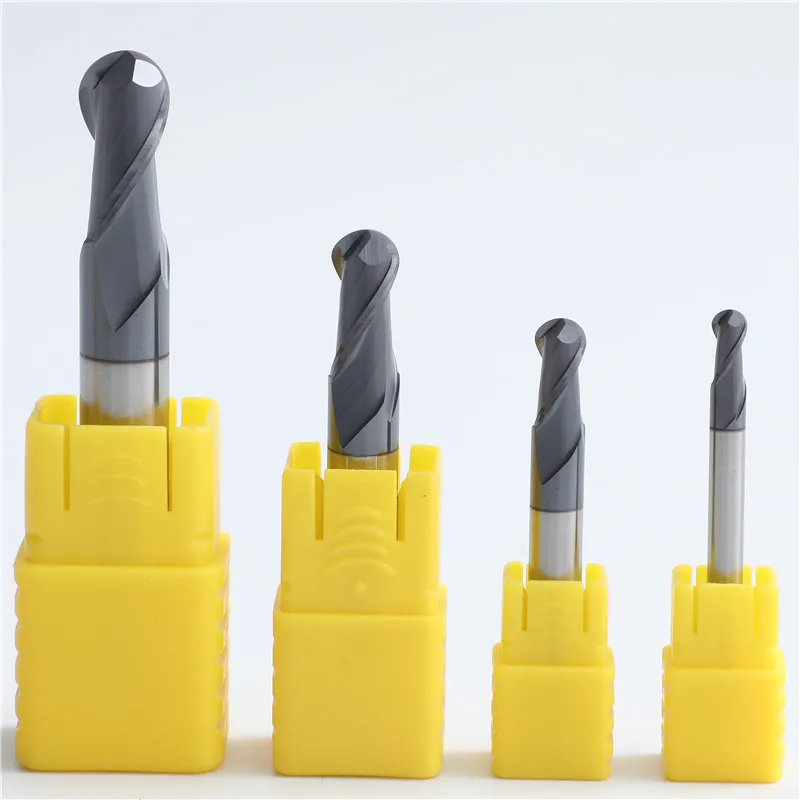 wholesale cheap hrc60  4 flute 2 flute solid carbide endmill ball nose milling cutter 1mm 20mm end mill for steel