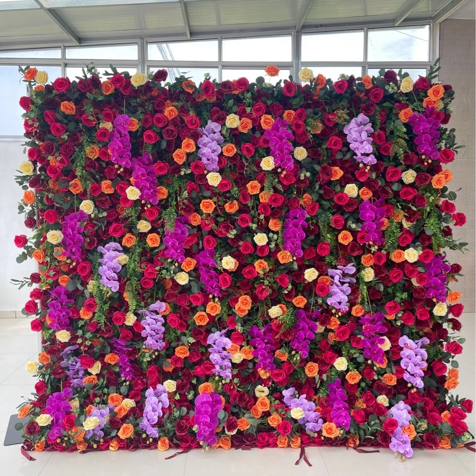 Event Planning Supplies Wedding Decoration Flowers Artificial Realistic Roses Flower Wall 8x8 Backdrop Decoration Parties