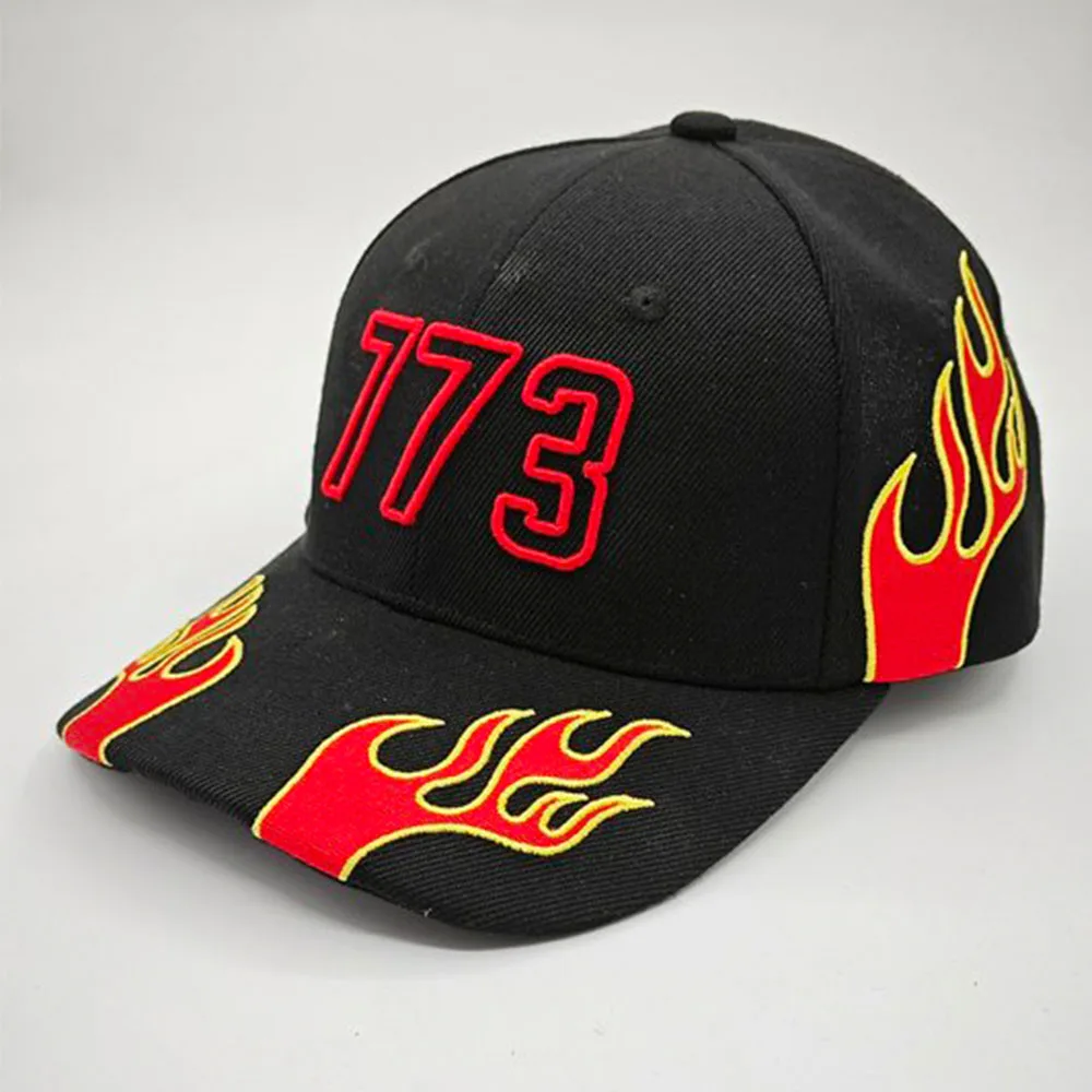 Flame Designer hat  black baseball cap  fashion streetwear snapback custom hat