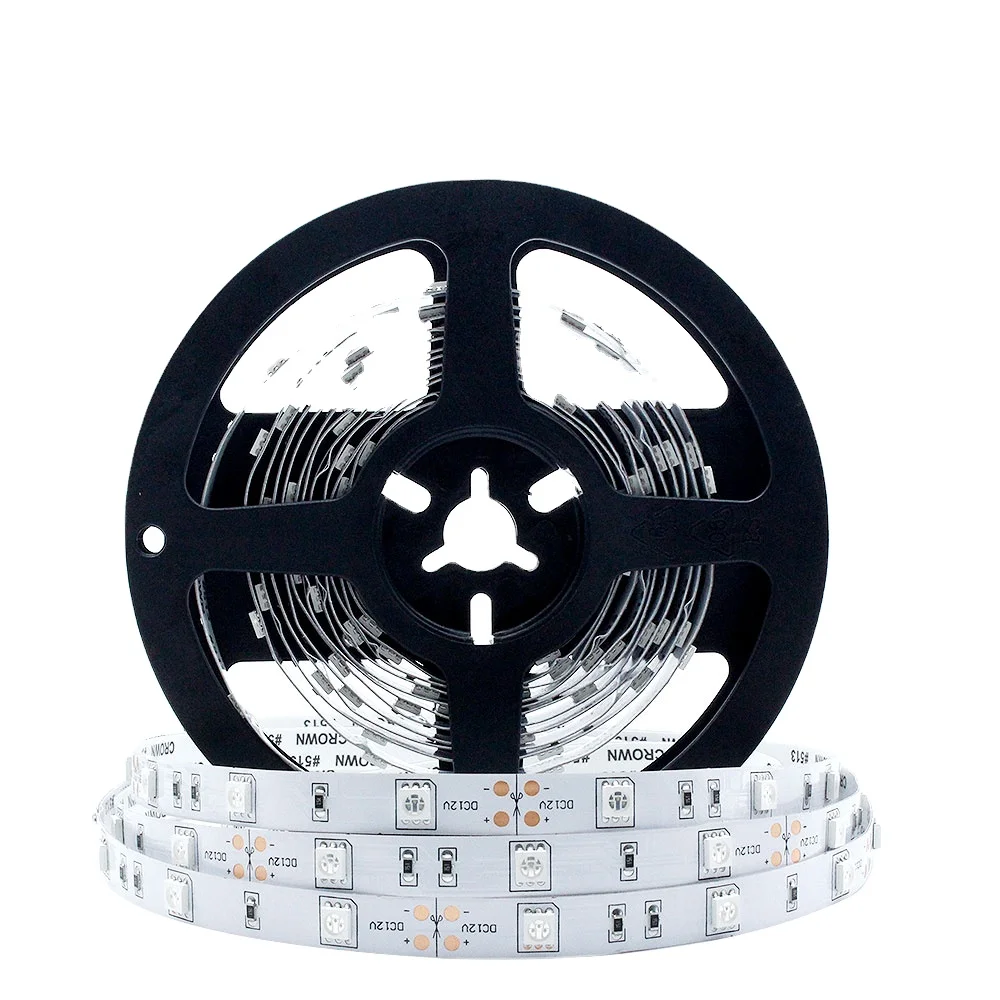 
16.4feet (5meter) 12V DC 30Watt SMD5050-150 30LED per meter 395nm UV LED Strip in white background non-waterproof 