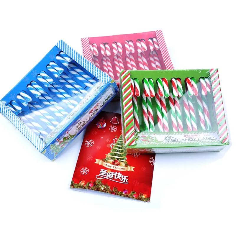 12g 12pcs Double Hole Candy Cane Decorative Christmas Tree High Quality Custom Various Colors and Flavor Rainbow Candy Cane