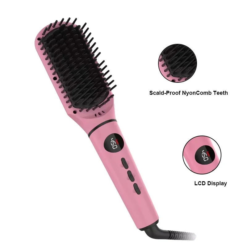 Popular Electric Straighten Hair Brush Professional Curler Straightener Comb Styler Fast Heating Ceramic Hair Straightener
