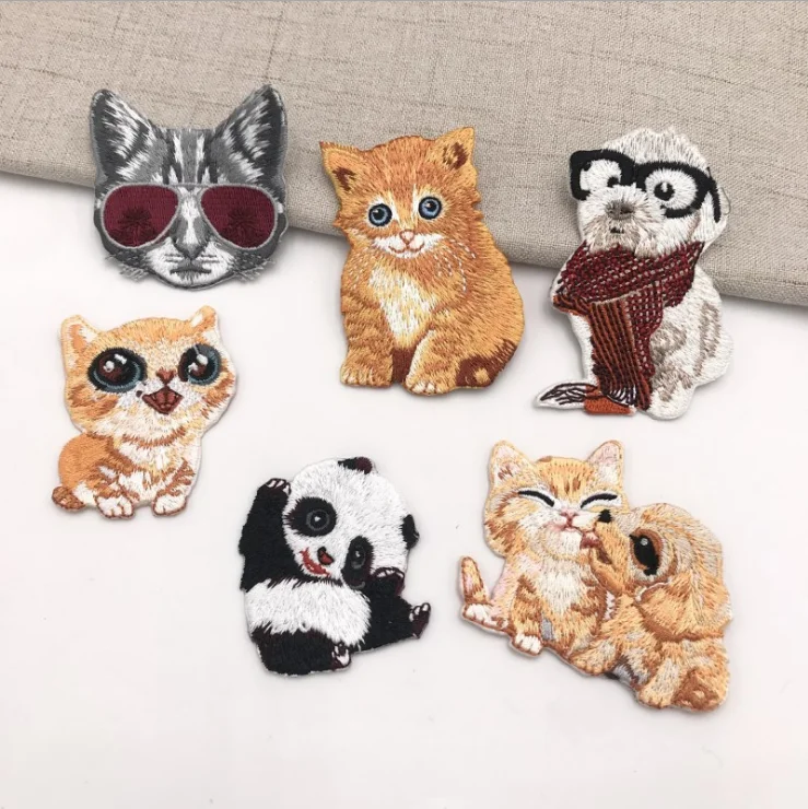 
Factory wholesale custom small animal style embroidery cloth stickers high-end cartoon adhesive embroidery labels 
