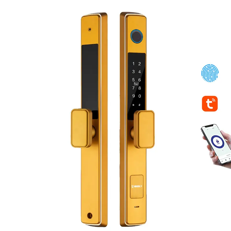 Handle fingerprint Door Lock Remote Unlock Smart Gateway Ttlock App Wifi Bluetooth Locks Fingerprint Door Locks