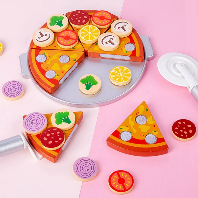 MUMONI top seller happy kitchen wooden toys cooking pizza oven toy for kids