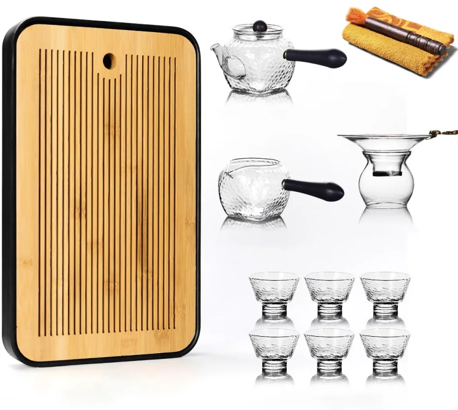 
Cheap Portable Travel Heat Resistant Large Capacity Dinnerware Cup Glass Tea Set 