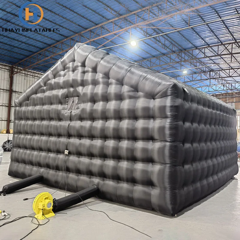 HUAYI 20ft commercial led grade Black disco light mobile night club tent  Party  inflatable nightclub for party