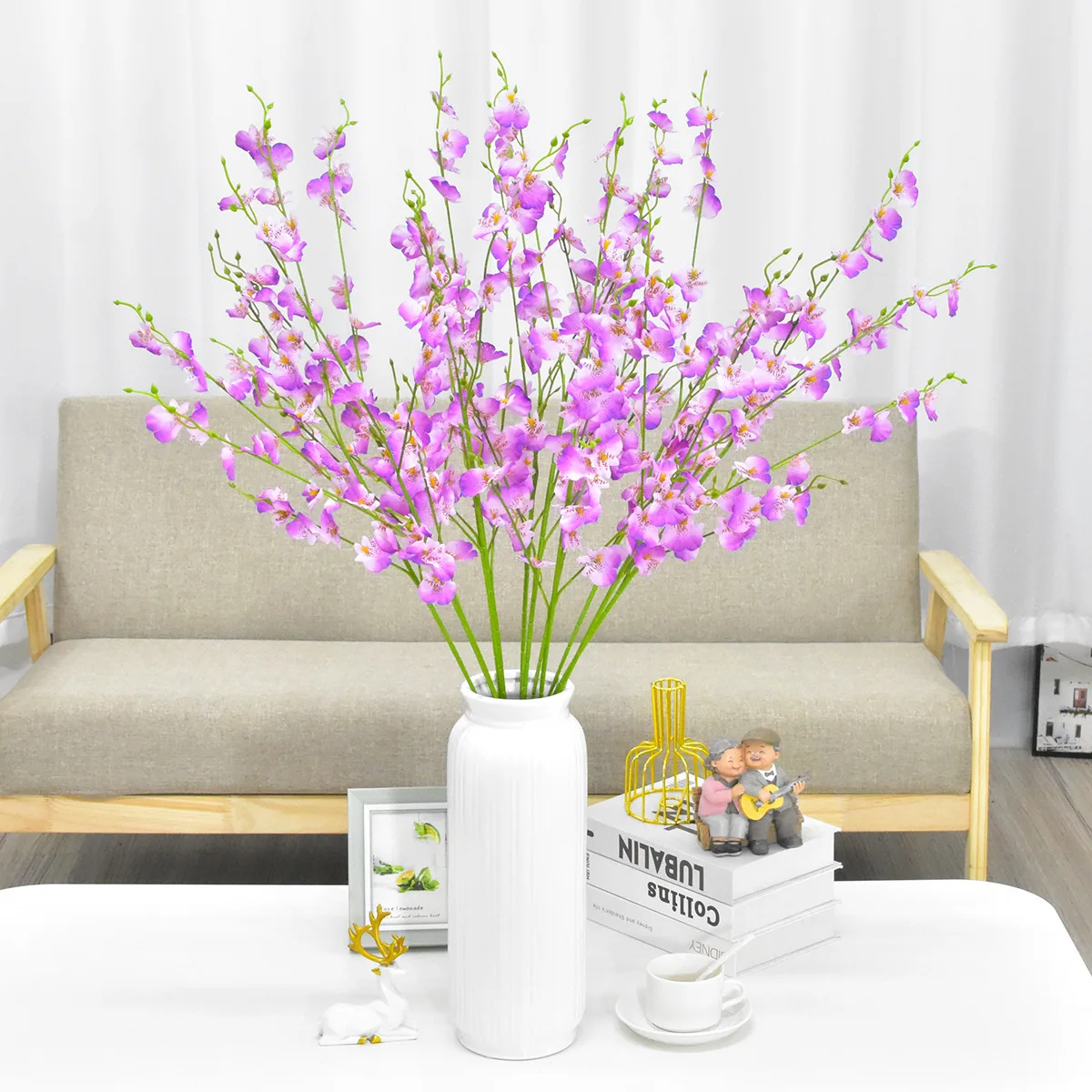 Artificial Dancing Orchid Imitation Flower Yellow Fake Flower Wedding Home Decoration Artificial Phalaenopsis Bouquet