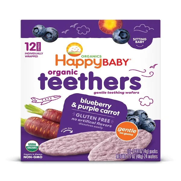Gluten Free 100% Organic Blueberry & Purple Carrot Teething Wafers Baby Snack Dissolve Easily