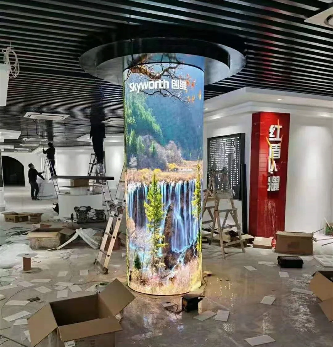 AOWE Hot sale digital flexible led curtain smart display full color curved display foldable led video screen panels soft module