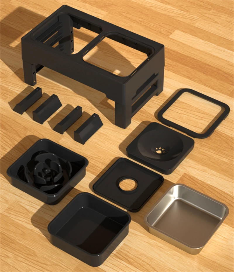 Elevated dog bowl adjustable height dog slow food bowl bracket anti-slip dog bowl adjustable to 3 height