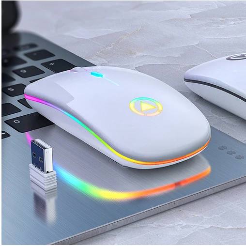 Dual Mode Wireless Mouse Portable Rechargeable Silent Led Colorful Lights Rgb Mouse