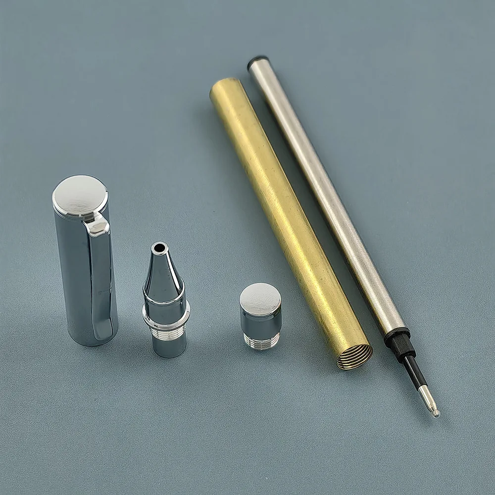 woodturning craft solid brass pen parts wooden pen making kits DIY wood turning Tubeless fountain roller ball pen kit