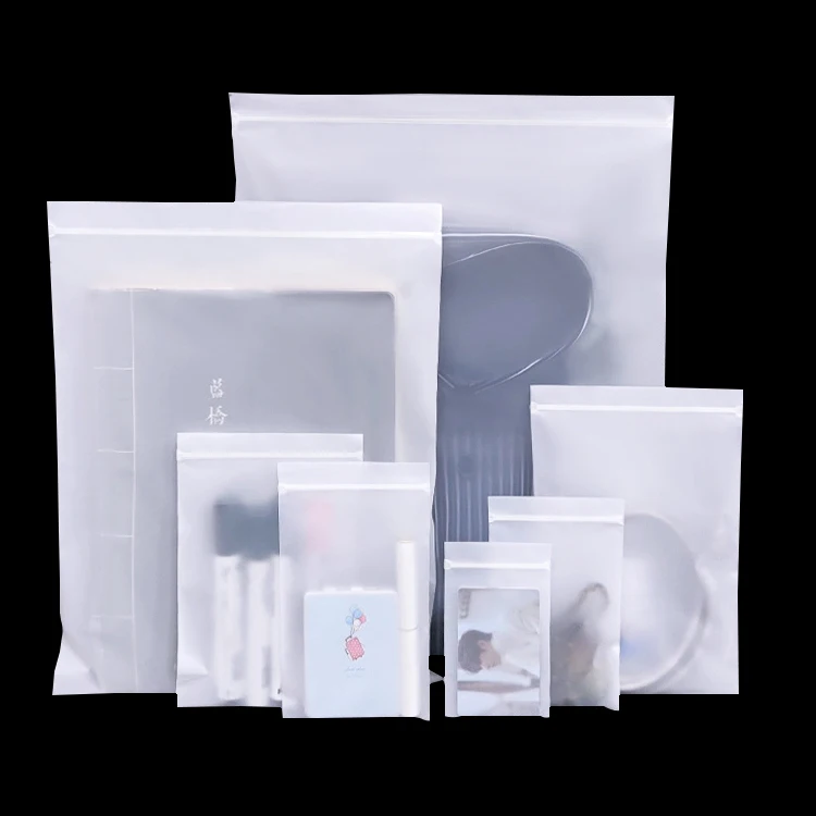 GRS binder frosted ziplock personalizadas clothing frost ziplock bag clothing pack white black frosted zipper bags for clothes