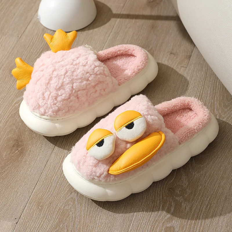 Hot sale parent and children new comfortable plush slippers winter warm fluffy duck slippers