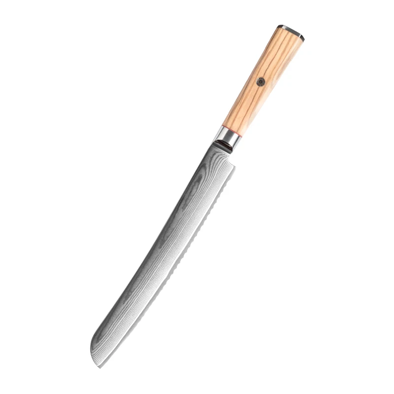 9 Inch Japanese Chef Knife Pakka Wood Handle Germany Stainless Steel 56HRC Sharpness FBA Kitchen Carbon Steel for Bread Cutting