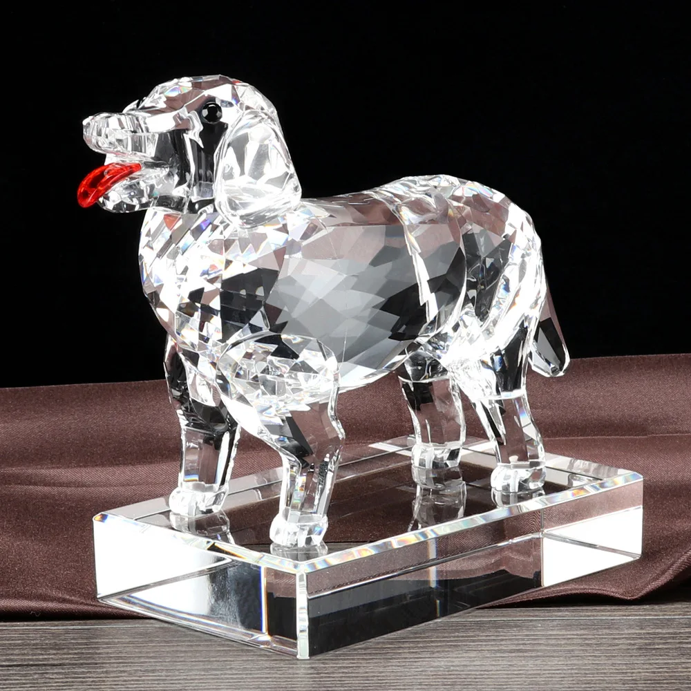JY crystal crafts Best Selling Crystal Animal Chinese Zodiac Crystal Glass Dog Figurine For Home Decoration