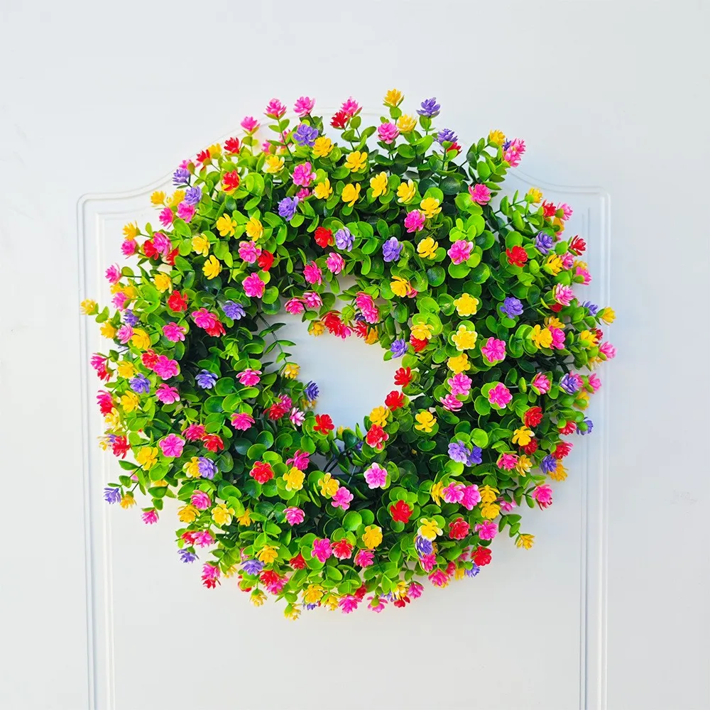 Colorful eucalyptus garland spring and summer colorful eucalyptus leaf wreath full of star gate hanging decorations
