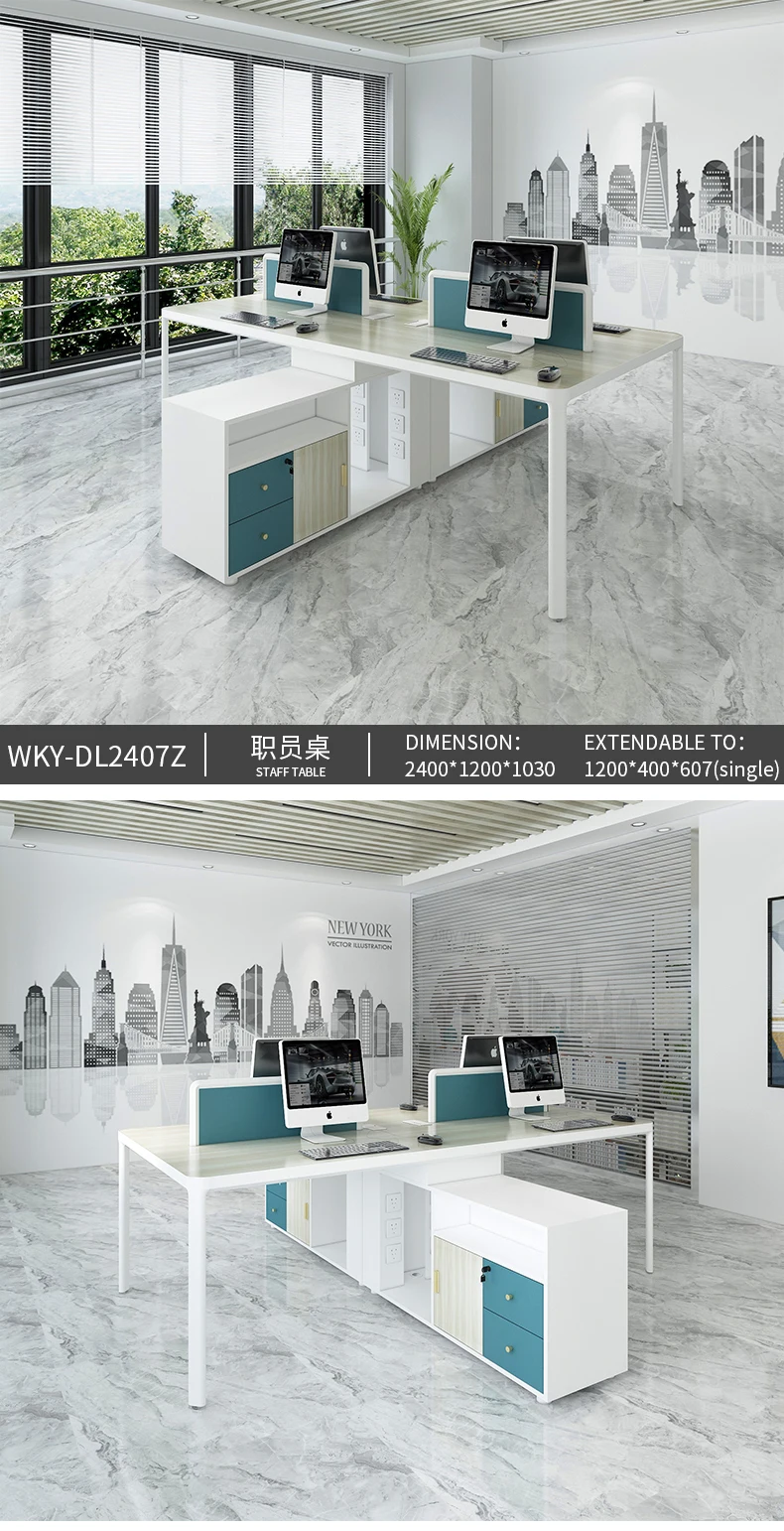 Wisda simple wooden  European style  Ergonomic office Staff Table Studio Workstation open space desk