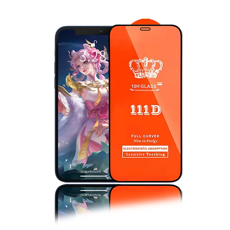 Silk Printing Full Glue 6D 9D Tempered Glass Screen Protector For Iphone 11 12 13 Pro Max 111D Silk Print Factory Direct Sale