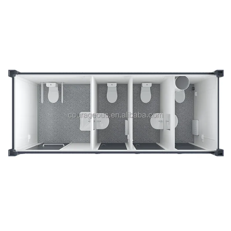 low cost prefab movable  cabin container public toilet stall
