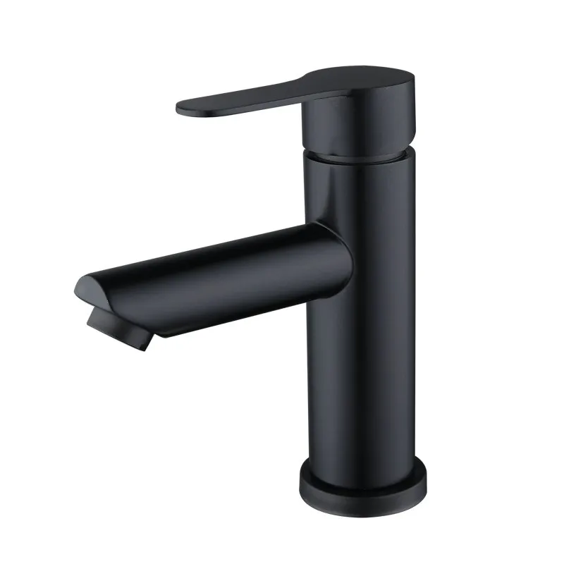 Matt Black Round Basin Mixer Tap Vanity Vessel Sink Faucet For Bathroom Hotel