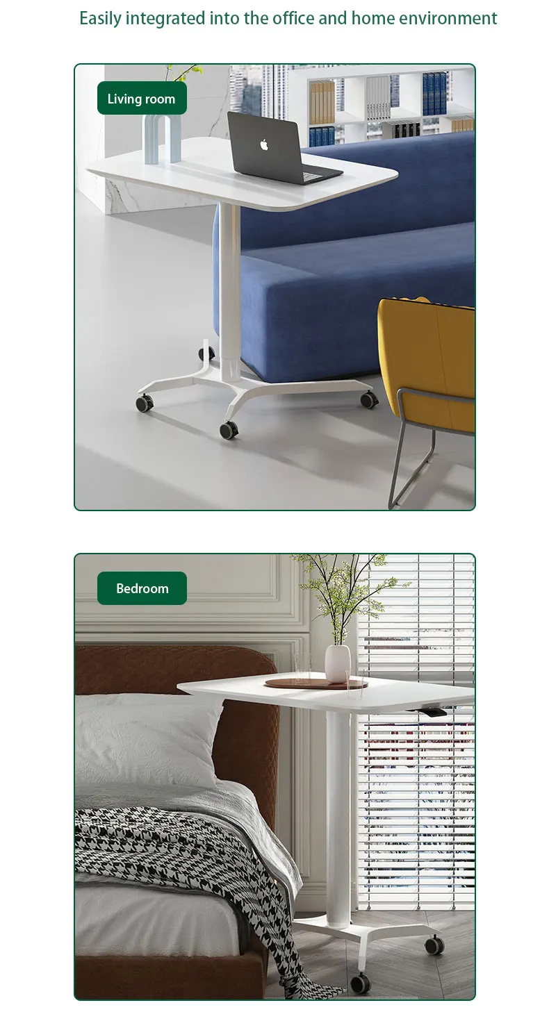 Ada Movable Gas Lift Height Adjustable Home Office Work Laptop Pneumatic Sit To Stand Standing Desk With Caster Wheels