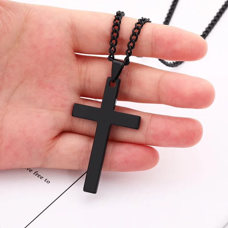 Hot Selling Fashion Titanium Stainless Steel Cross Pendant Necklace Jewelry for Women and Men